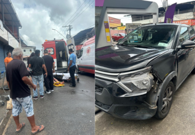 Acidente de trânsito deixa casal ferido no bairro Redenção, em Manaus; VÍDEO