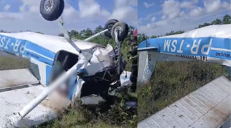 Queda de avião no Aeroclube de Manaus deixa piloto morto e aluno em estado grave; VÍDEO